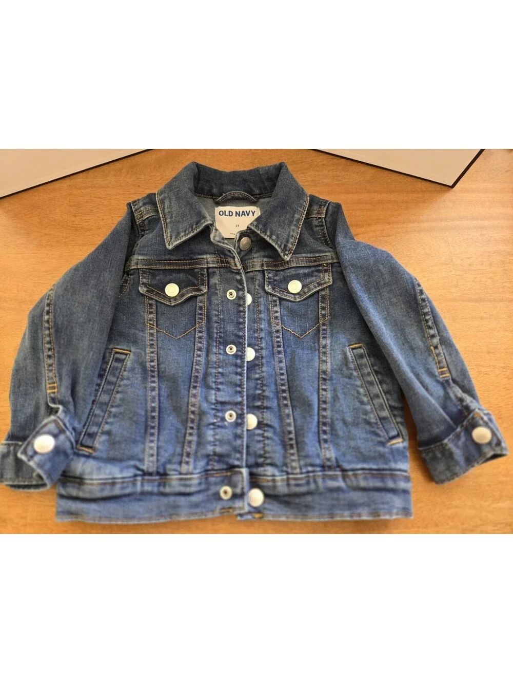 Old Navy Toddler Girls Denim Jean Jacket Size 2T Blue Button Front Stretch